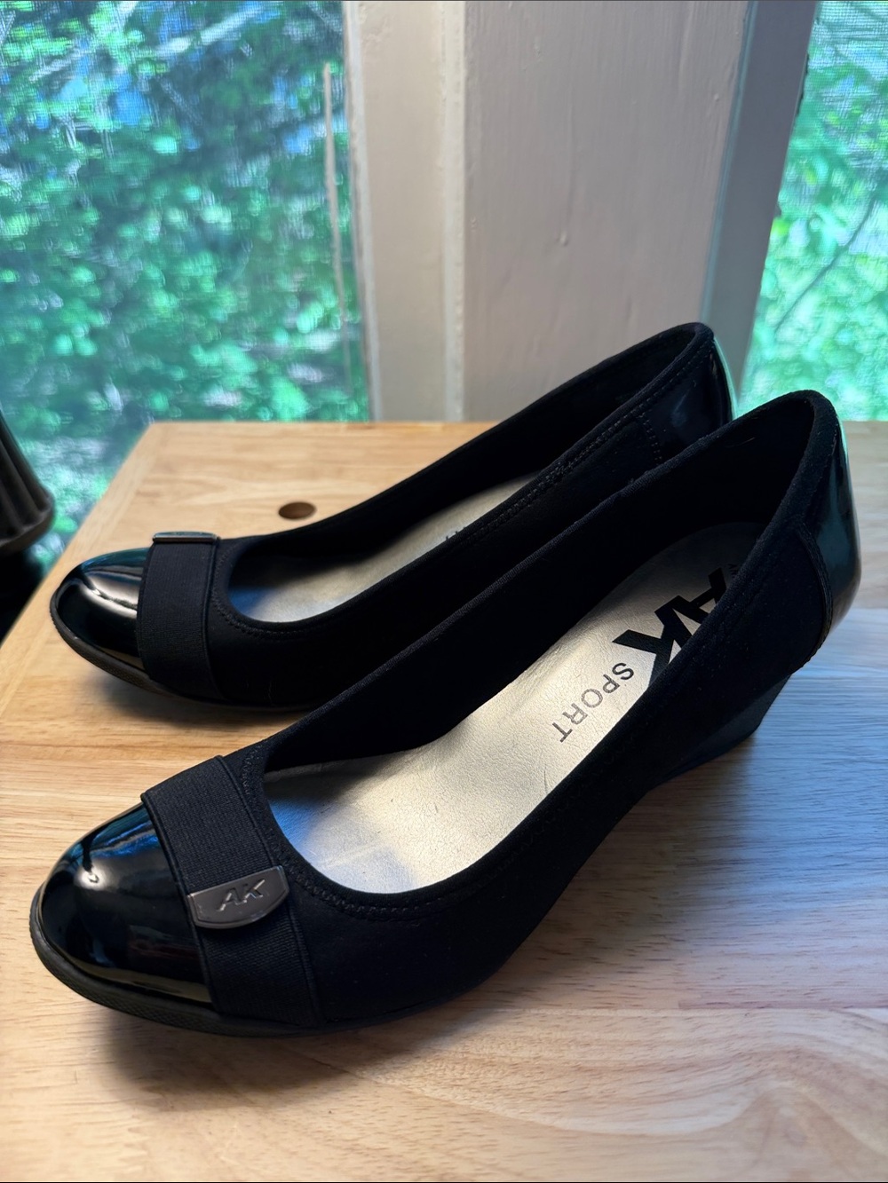 AK Sport Women's Black Wedge Heels